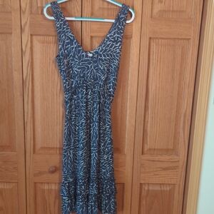 New York & Company Navy and White Midi Dress